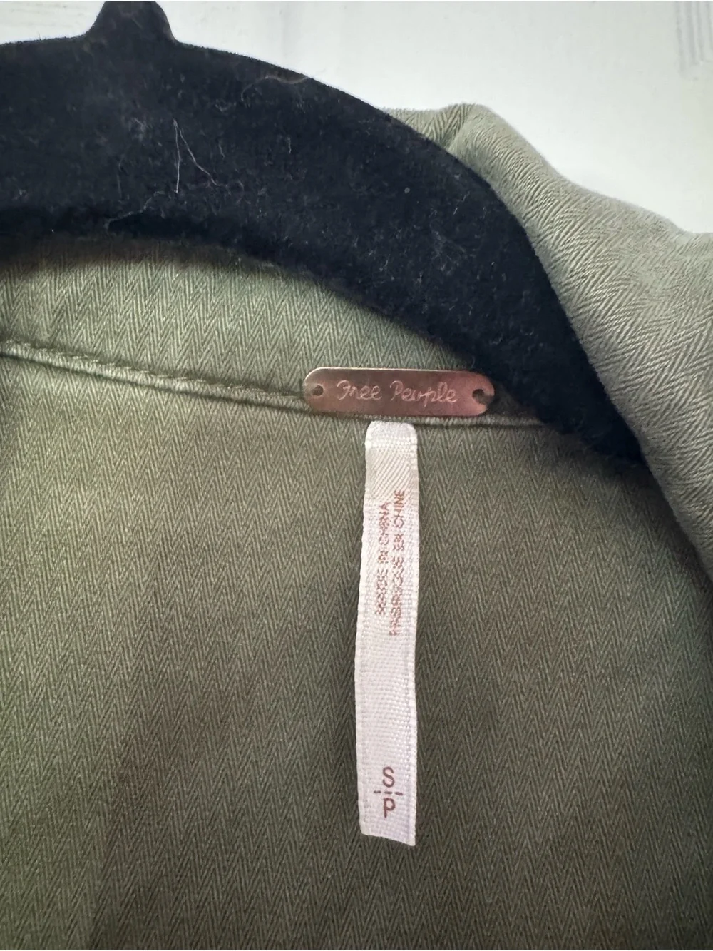 Free People Olive Green Utility Jean Jacket with Lace-Up Cuffs - Picture 3 of 3